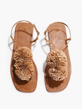 H&M Appliquéd Strappy Pompom sandals